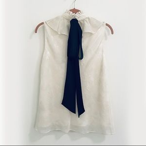 [Tibi] Sleeveless Tank with ruffle and bow detail